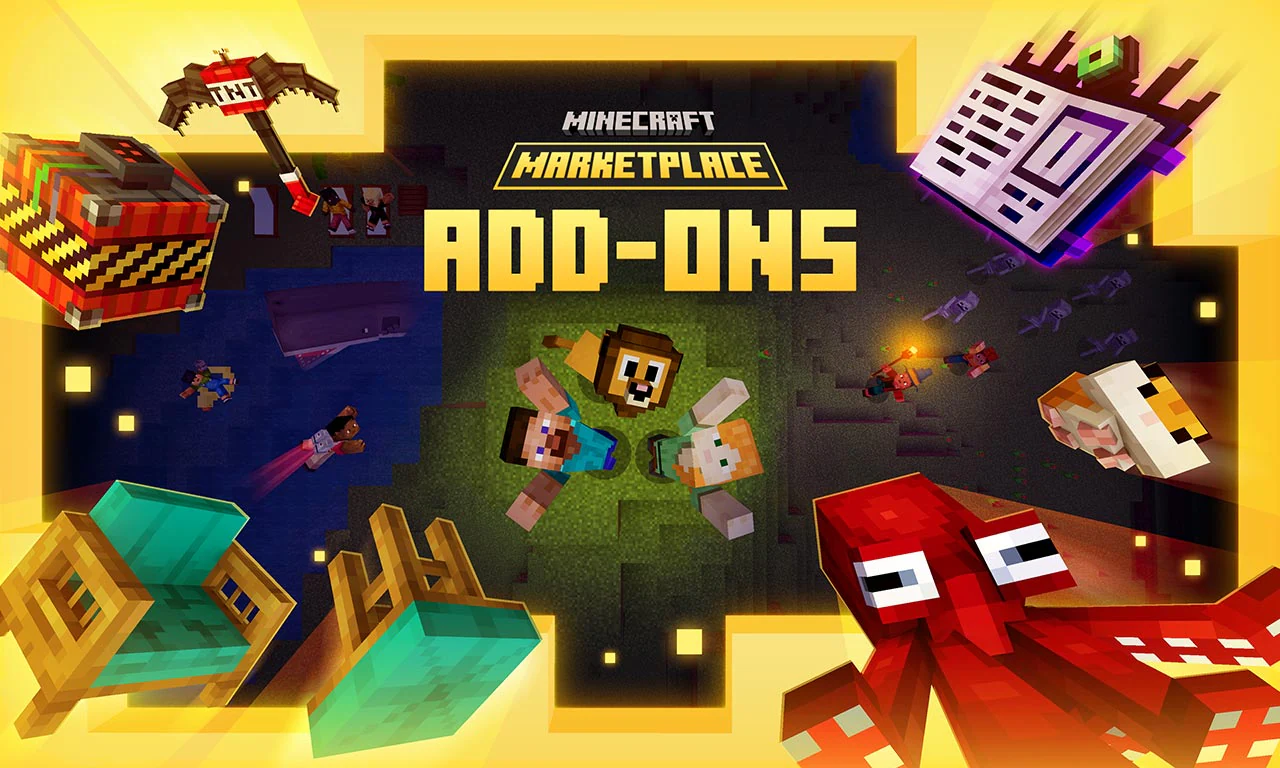 Add-Ons key art with custom blocks and items